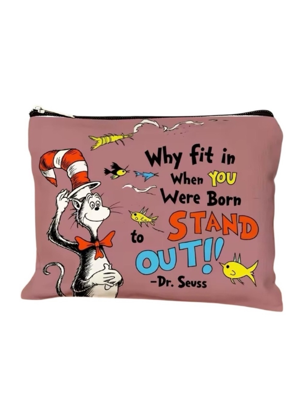 Dr. Seuss Pink Cat in the Hat 'Stand Out' Cosmetic Pouch